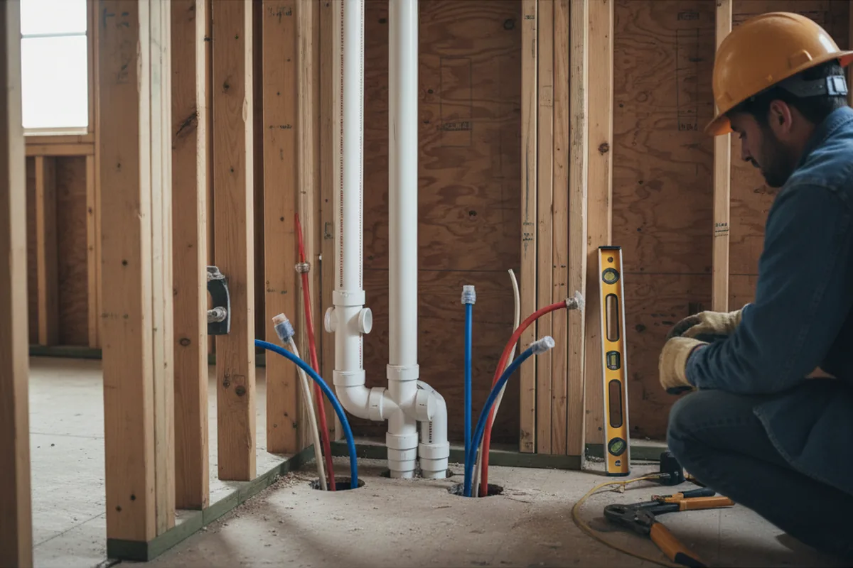 Drain and supply rough-in during Drain Cleaning in Weedsport